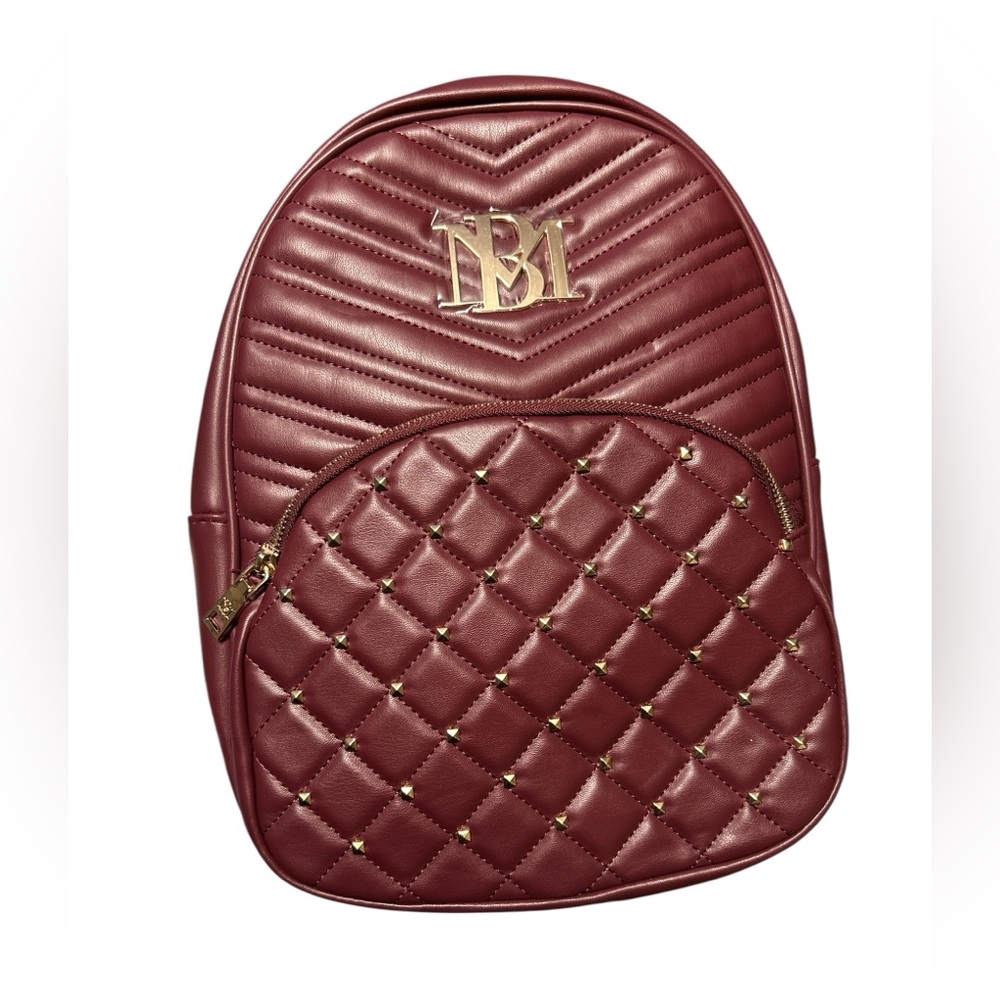 BADGLEY MISCHKA NWT Elegant Burgundy Quilted & Studded Backpack
